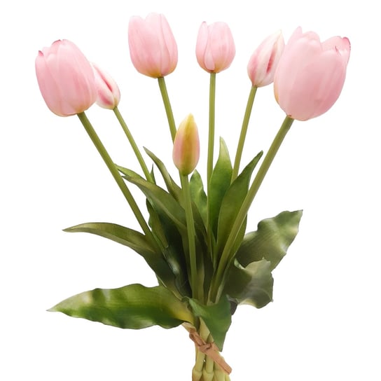 Tulipany silikonowe jak żywe różowe jasne bukiet 7 sztuk gumowe 40 cm TOP-GIFT