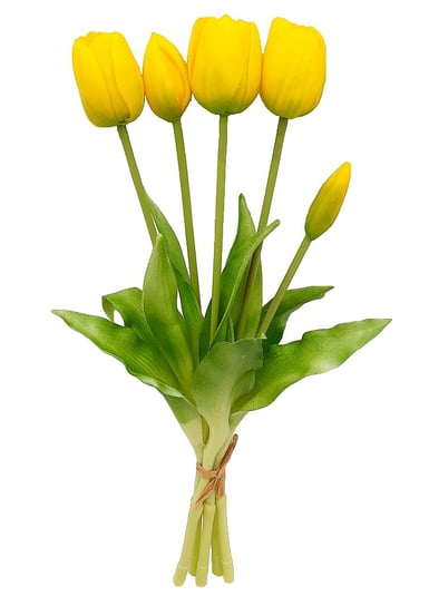 Tulipany silikonowe jak żywe żółte bukiet 5 sztuk gumowe 39 cm Inna marka