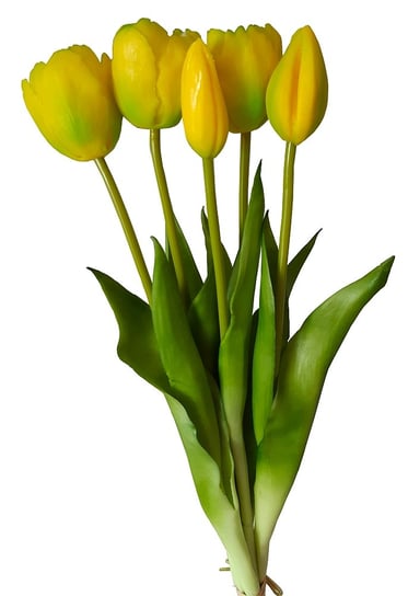 Tulipany silikonowe jak żywe żółte bukiet 5 sztuk gumowe 43 cm Inna marka