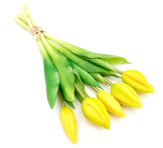 Tulipany silikonowe jak żywe żółte bukiet 5 sztuk gumowe nierozkwitnięte 28 cm Inny producent
