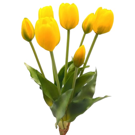 Tulipany silikonowe jak żywe żółte bukiet 7 sztuk gumowe 40 cm TOP-GIFT