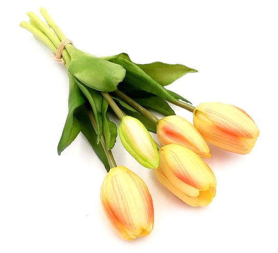 Tulipany silikonowe jak żywe żółte różowe bukiet 5 sztuk gumowe 25 cm Inny producent