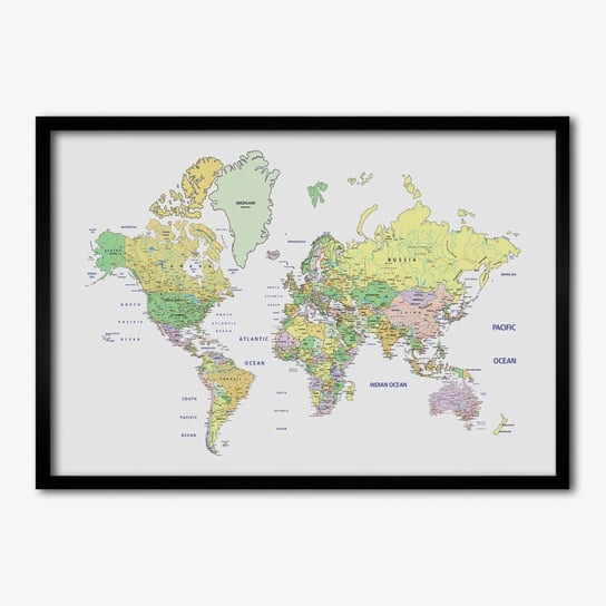 Tulup, Nowoczesny foto obraz w ramie Mapa świata, 70x50 cm Tulup