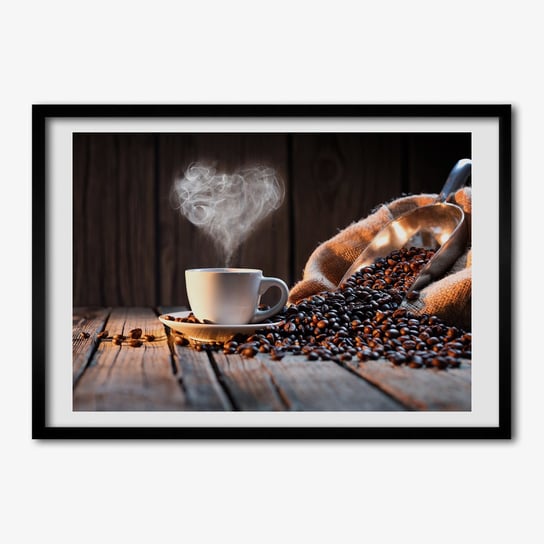 Tulup, Ścienny foto obraz z ramą Filiżanka kawy, 70x50 cm Tulup