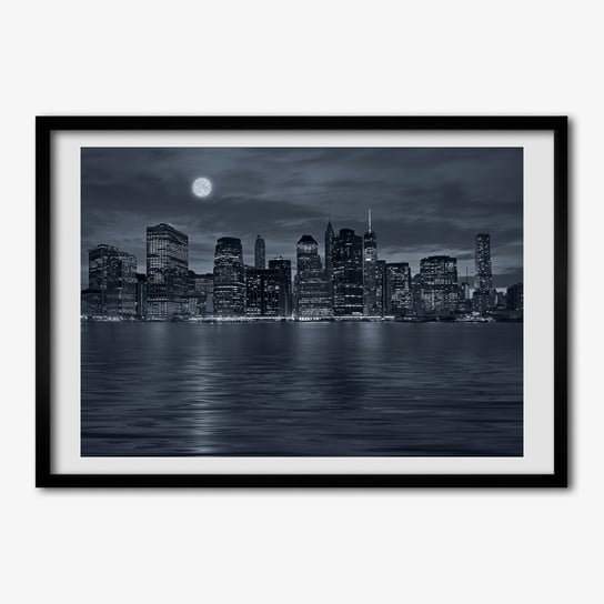 Tulup, Ścienny foto obraz z ramą Nowy Jork nocą, 70x50 cm Tulup