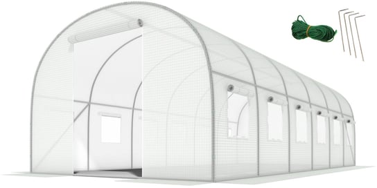 Tunel foliowy ogrodowy z oknami FUNFIT GARDEN, biały, 18m2, 6x3m FUNFIT