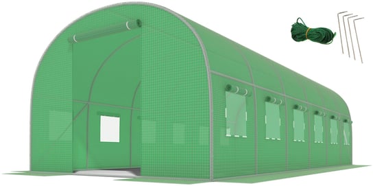 Tunel foliowy ogrodowy z oknami FUNFIT GARDEN, zielony, 18m2, 6x3m FUNFIT