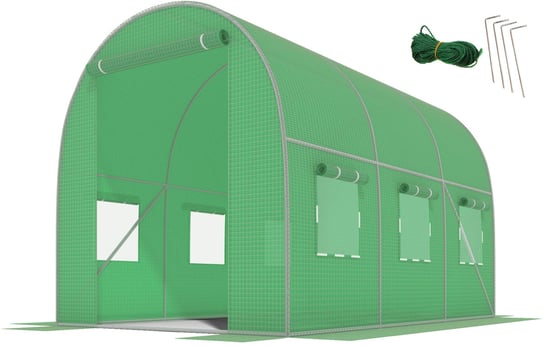 Tunel foliowy z oknami FUNFIT GARDEN, zielony, 7m2, 3,5x2m FUNFIT