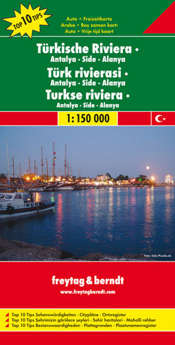 Turcja - Riwiera Antalya-Side-Alanya. Mapa 1:150 000 Opracowanie zbiorowe