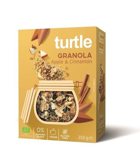 Turtle, granola jabłko-cynamon bezglutenowa bio, 350 g Turtle