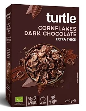Turtle, płatki kukurydziane w polewie z ciemnej czekolady bezglutenowe bio, 250 g Turtle