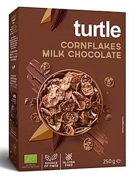Turtle, płatki kukurydziane w polewie z mlecznej czekolady bezglutenowe bio, 250 g Turtle