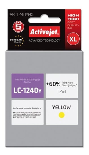Tusz ACTIVEJET AB-1240YNX żółty do drukarki Brother Activejet