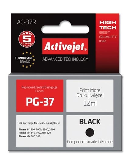 Tusz ACTIVEJET AC-37 czarny do drukarki Canon Activejet