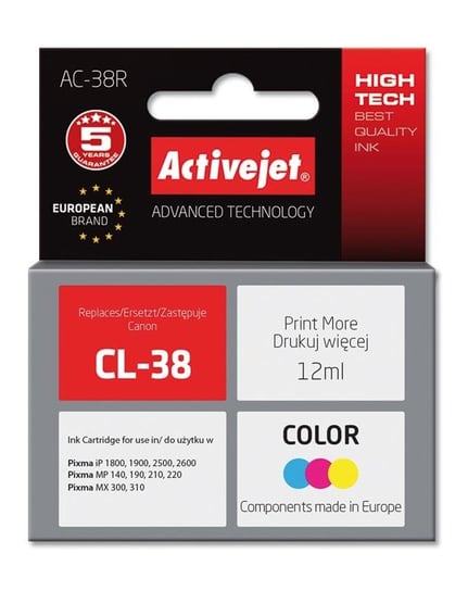 Tusz ACTIVEJET AC-38 kolorowy do drukarki Canon Activejet
