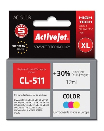 Tusz ACTIVEJET AC-511 kolorowy do drukarki Canon Activejet