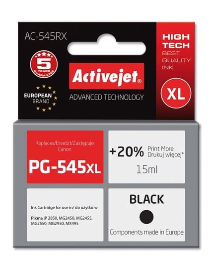 Tusz ACTIVEJET AC-545RX Premium, czarny, 18 ml, PG-545XL Activejet