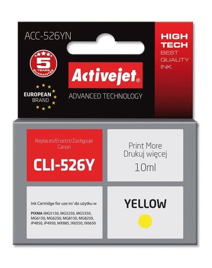 Tusz ACTIVEJET ACC-526Y yellow do drukarki Canon Activejet
