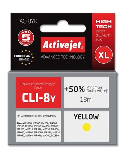 Tusz ACTIVEJET ACR-8Y yellow do drukarki Canon Activejet