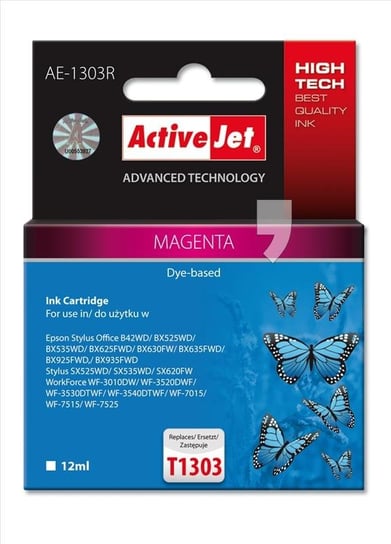 Tusz ACTIVEJET AE-1303R Premium, purpurowy, 12 ml, T1303 Activejet