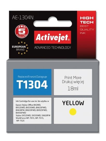 Tusz ACTIVEJET AE-1304N yellow do drukarki Epson Activejet