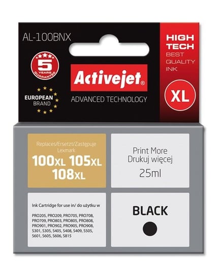 Tusz ACTIVEJET AL-100Bk czarny do drukarki Lexmark Activejet
