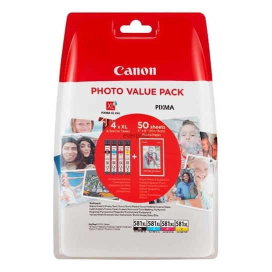 Tusz Canon CLI-581XL CMYK Zestaw 4 x 8,3 ml + Papier 50 ark. 1 131 zdjęć Canon