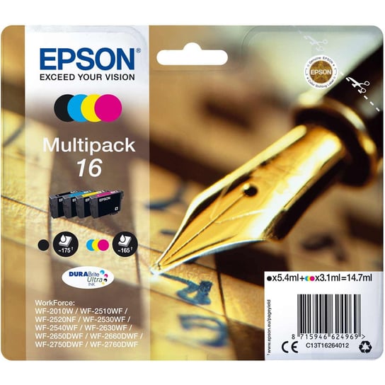 Tusz EPSON T1626, błękitny, czarny, purpurowy, żółty, 14.7 ml Epson