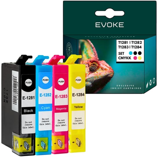 Tusze do drukarki Epson T1281 T1282 T1283 T1284 XL czarny + zestaw kolorów Evoke