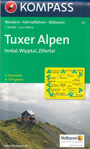 Tuxer Alpen. Mapa 1:50 000 Kompass