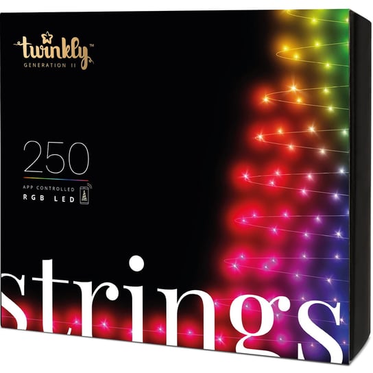 Twinkly Strings, inteligentne lampki choinkowe, 250 diod RGB, 20 m, różnokolorowy Twinkly