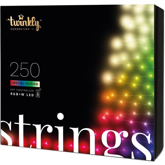 Twinkly Strings, inteligentne lampki choinkowe, 250 diod RGB+W, 20 m, różnokolorowy Twinkly