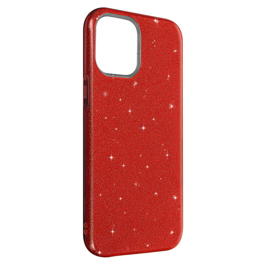 Tylna obudowa do Apple iPhone 12 Mini Glitter Zdejmowana Sztywna silikonowa czerwona Avizar