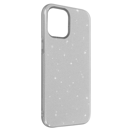 Tylna obudowa do Apple iPhone 12 Mini Glitter Zdejmowana Sztywna silikonowa srebrna Avizar