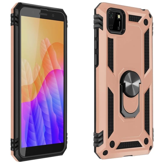 Tylna obudowa do Huawei Y5p Shockproof hybryda z Ring Holder - różowe złoto Avizar