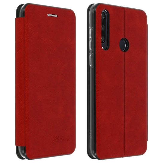 Tylna obudowa do Huawei Y6p teksturowana skóra z podstawką - czerwona Avizar
