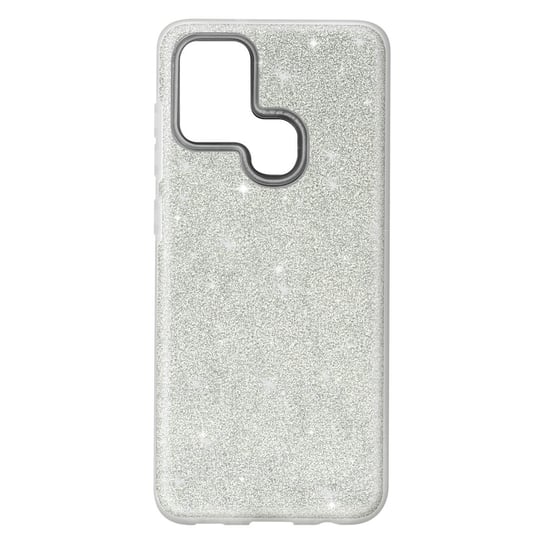 Tylna obudowa do Samsunga Galaxy A21s brokatowa zdejmowana sztywna silikonowa srebrna Avizar