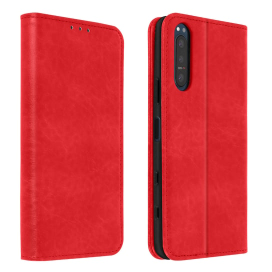 Tylna obudowa do Sony Xperia 5 2 z funkcją podstawki-portfela - czerwona Avizar