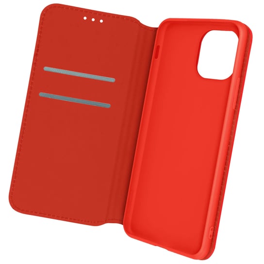 Tylna obudowa iPhone 12 Mini z funkcją portfela i podstawki - czerwona Avizar
