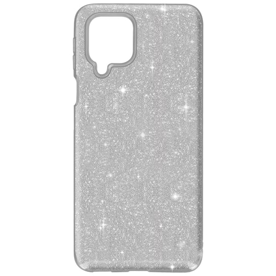 Tylna obudowa Samsung Galaxy A12 Glitter Zdejmowana Sztywna silikonowa srebrna Avizar