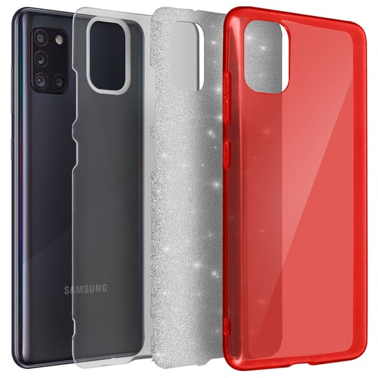 Tylna obudowa Samsung Galaxy A31 Glitter Zdejmowana Sztywna Silikonowa Srebrna Avizar