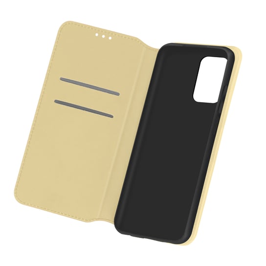 Tylna obudowa Samsung Galaxy A32 z funkcją portfela i podstawki - złota Avizar