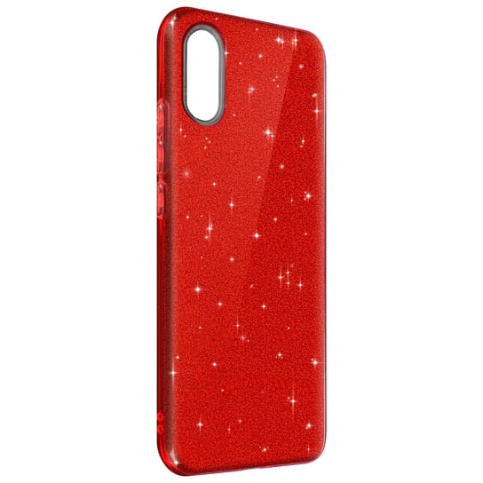 Tylna pokrywa dla Xiaomi Redmi 9A Glitter Zdejmowana sztywna silikonowa czerwona Avizar