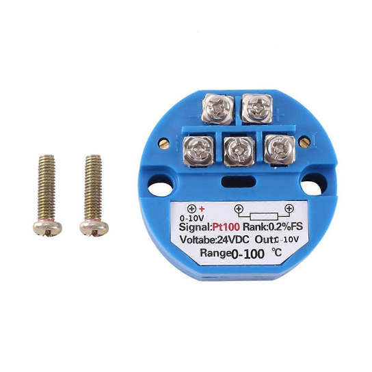 Tsudoku Temperatur-Transmitter – PT100, 0–100 °C, 0–10 V Ausgang, DC 24 V, Für RTD-Messung, 2 Stück, 0,2 % Genauigkeit