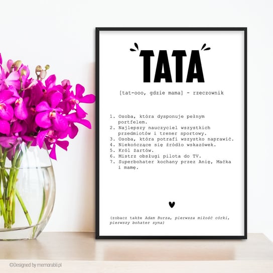 Typograficzny Plakat - TATA + ramka a4, definicja Memorabli