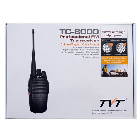 TYT TC-8000 10W 16 kanałowy (136-174MHz) ręczny radiotelefon o mocy 10W ze scramblerem HamRadioShop