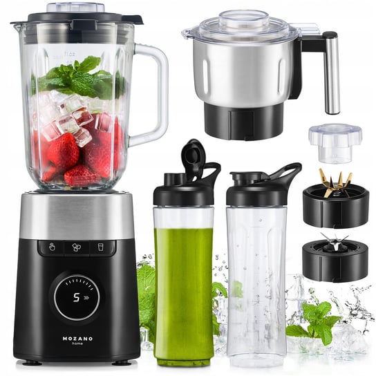 Tytanowe Ostrza Blender Kielichowy Młynek Do Kawy 2 Bidony Turbo Mocny 2,2L MOZANO