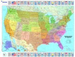 U.S.A Political - Michelin rolled & tubed wall map Paper Michelin, Michelin Staff