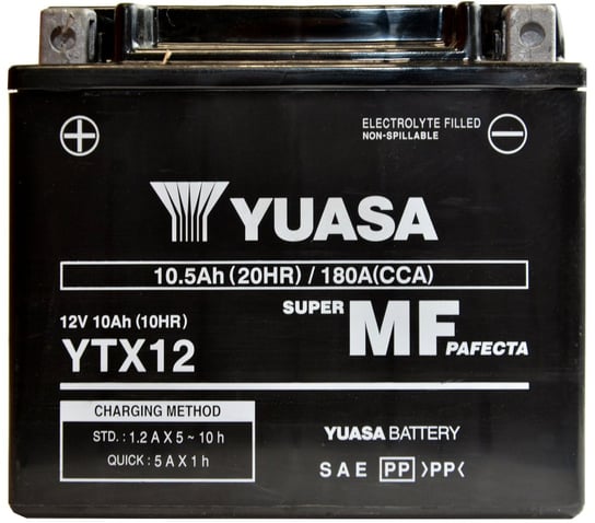 UASA YTX12 MF AGM 10,5Ah 180A 12V L+ Akumulator motocyklowy YUASA