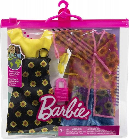 Ubranka Barbie koszulka, spodenki i kimono, słonecznikowa sukienka Mattel